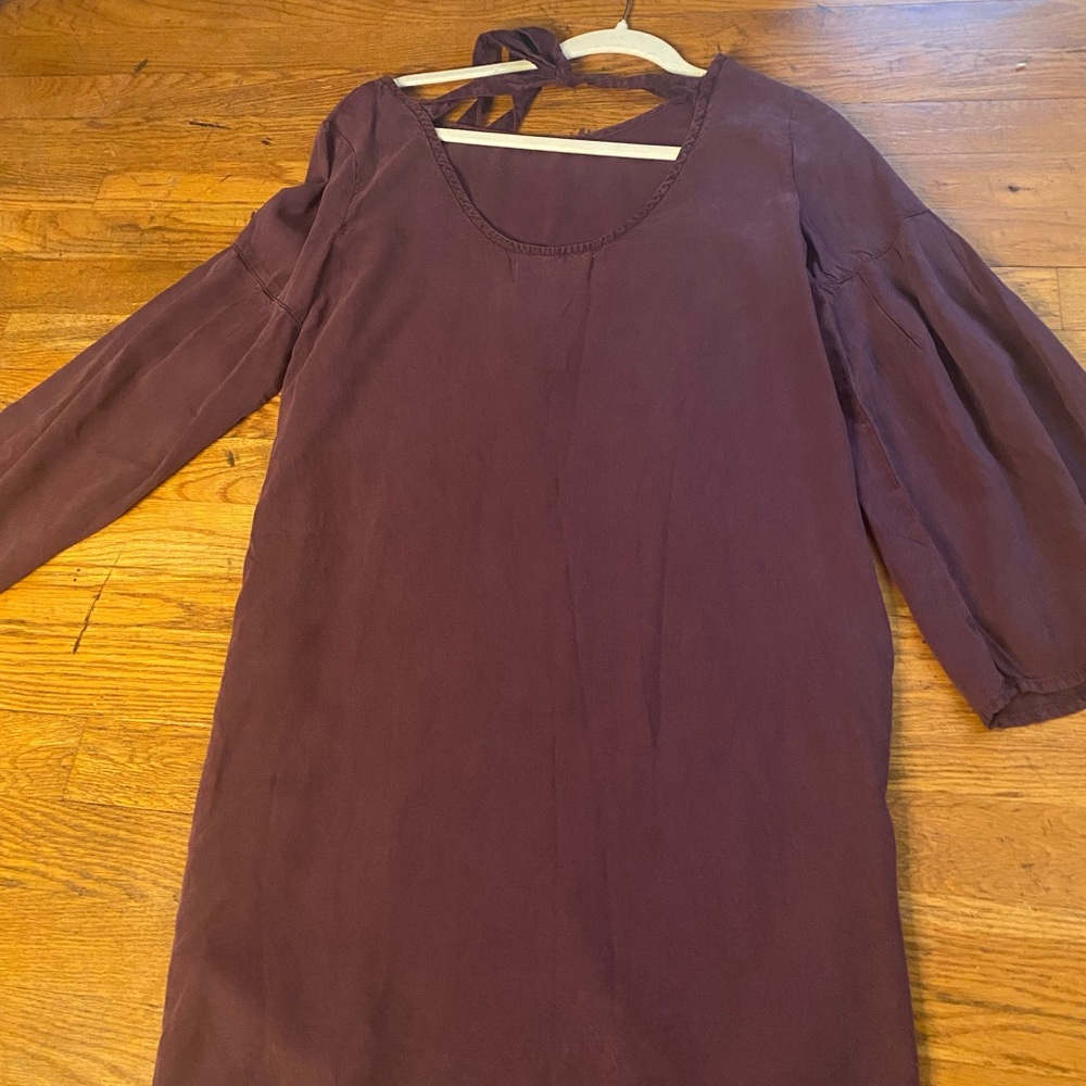 Cloth & Stone Anthropologie Tencel Tie-Back Dress XS Plum- NWT - Picture 4 of 9